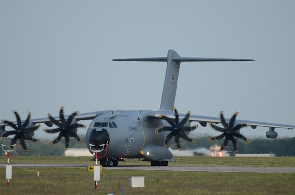 Airbus A400M military transport aircraft on the runway