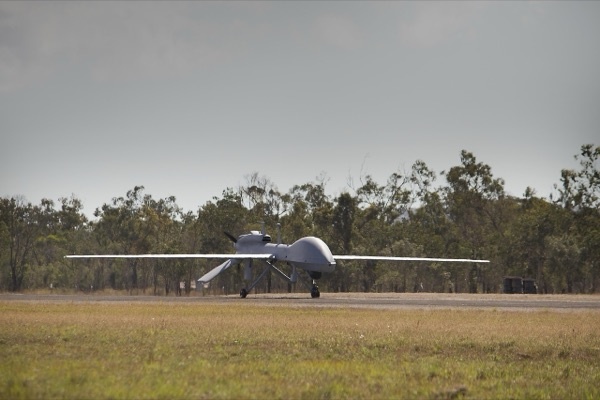 General Atomics MQ-1C Gray Eagle unmanned aerial vehicle on the runway