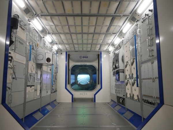 ESA Columbus laboratory module interior with view to Cupola